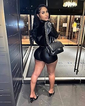 Amazon.com: Molilove Women's Sexy Faux Leather 2 Piece Outfits
